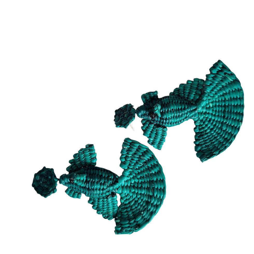 Thumbnail: Statement Koi fishes oversized toquilla straw earrings
