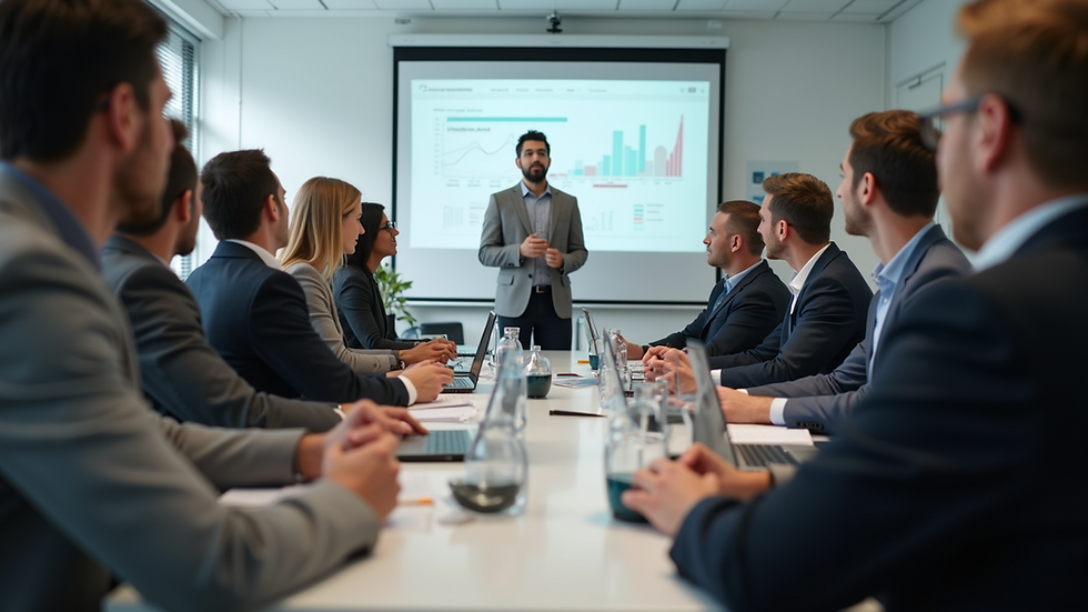 Eye-level view of a diverse group of employees engaged in a training session