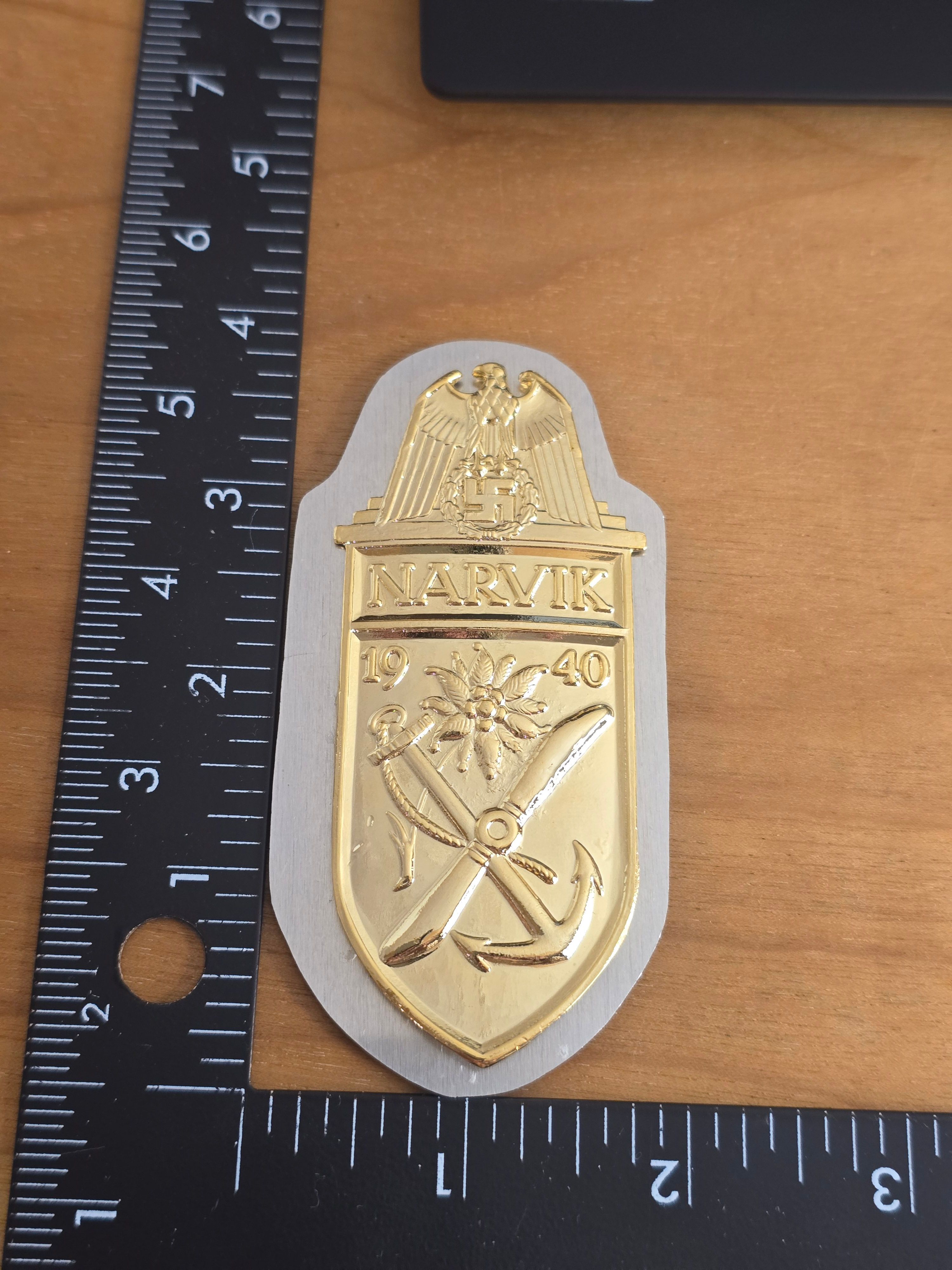 Repro WW2 German Kriegsmarine Shield Narvik with Wool Backing