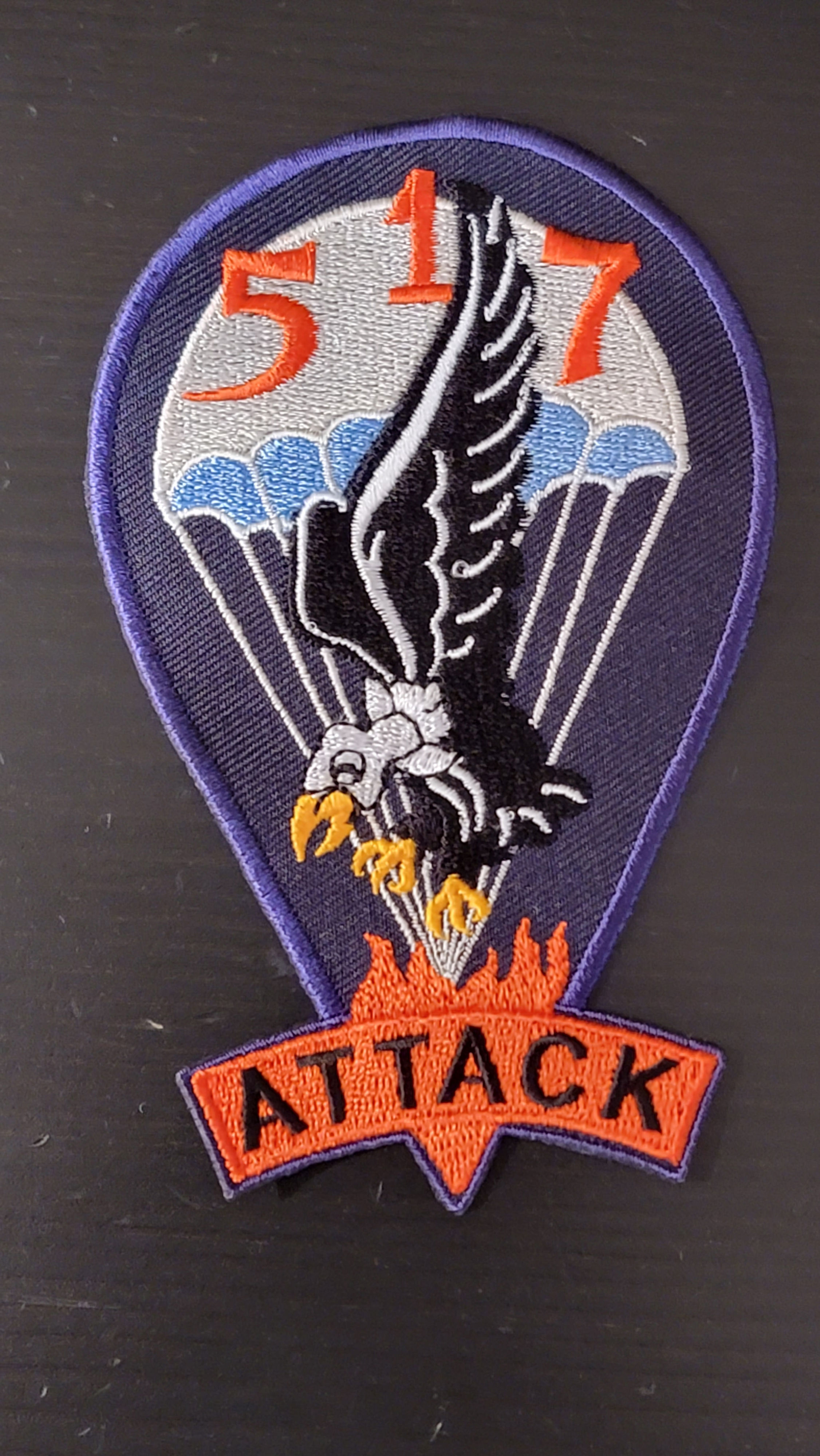 Repro WW2 US Army 517 Airborne Patch PIR Parachute Infantry Regiment No Glue 160