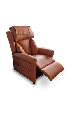 Brown leather riser recliner chair