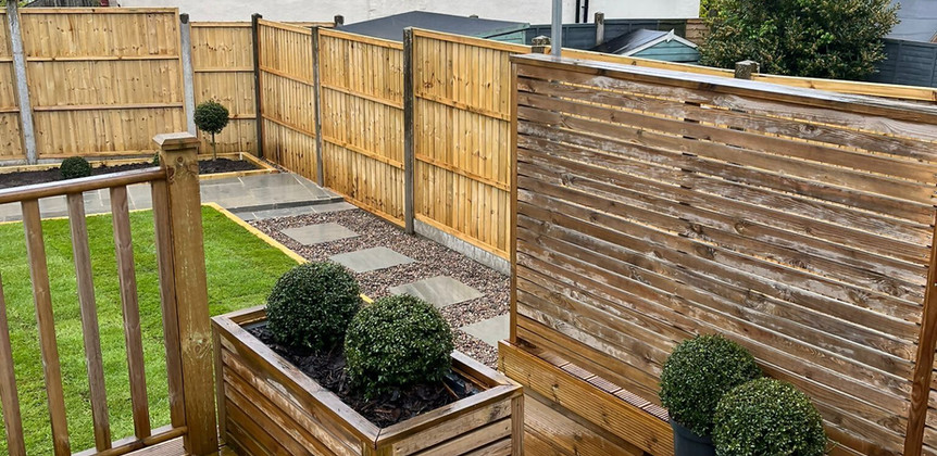 planter, fence and lawn