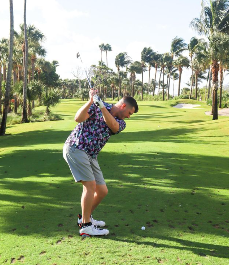 Player teeing off at a previous Quantum House Invitational. [Photo by Quantum House]