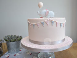 Elephant and Bunting Christening Cake