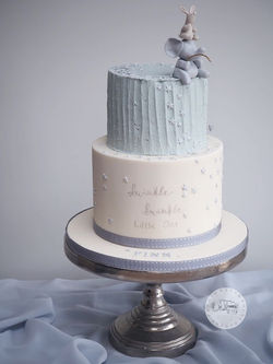 Elephant and Bunny Christening Cake