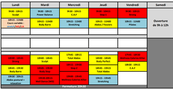 PLANNING DES COURS EN LIGNE