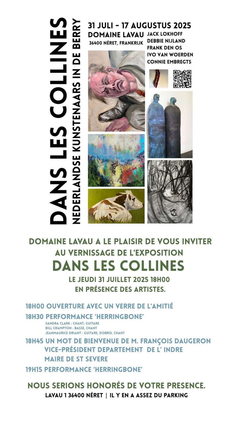 Dans Les Collines 2025 gezamelijke expositie op Domaine Lavau van Debbie Nijland, Frank van Os, Ivo van Woerden, Connie Embregts Jack Lokhoff