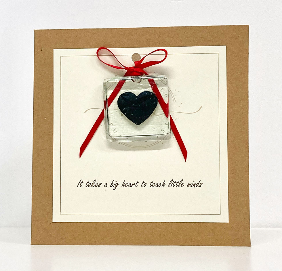 Thumbnail: Special teacher Card with fused glass forever keepsake.   It takes a big heart t