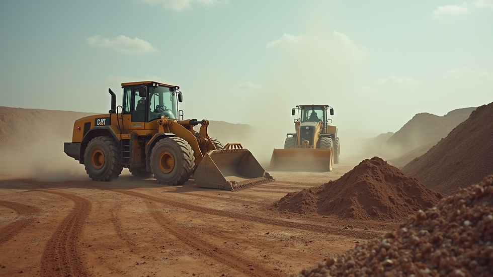 Wide angle view of a construction site with heavy machinery