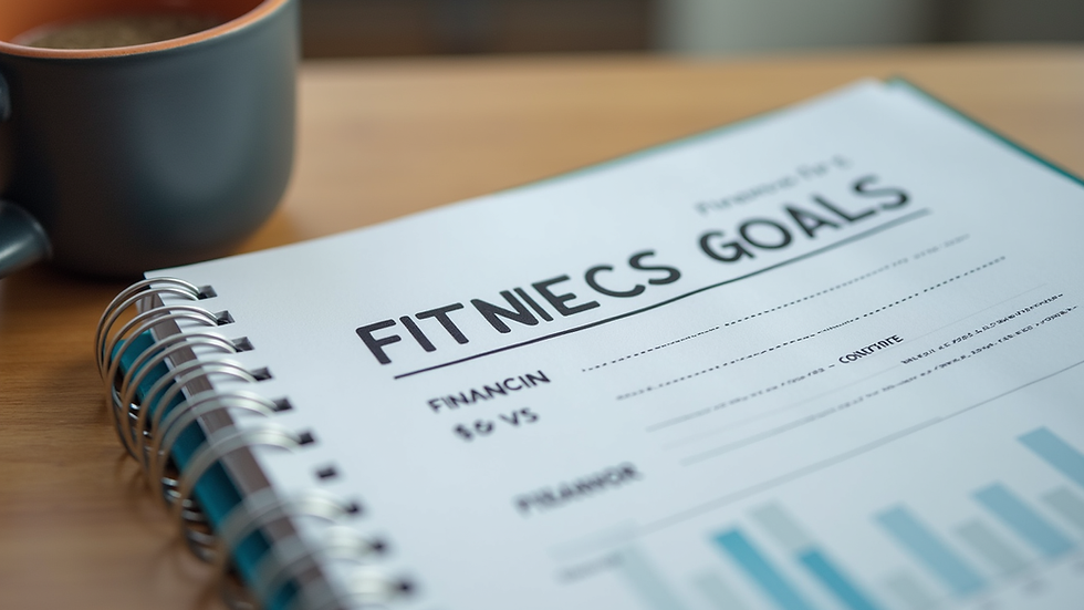 Close-up view of a planner with fitness and financial goals
