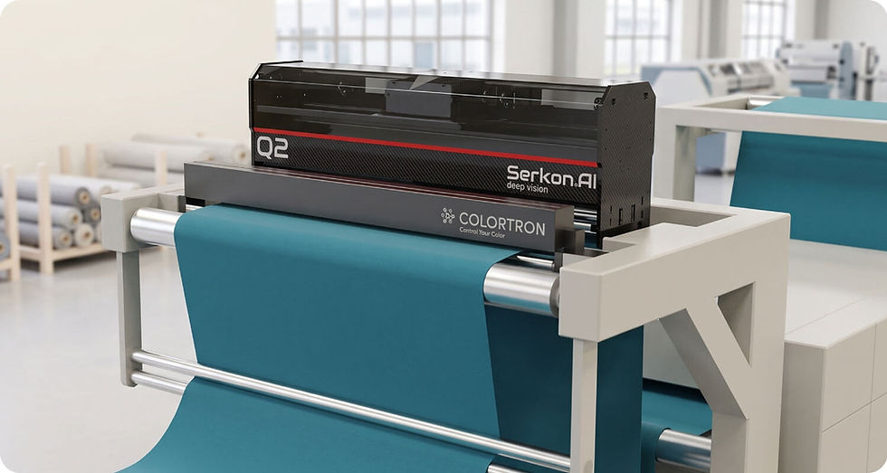 Kumaşta kusur ve renk kontrolü tek hatta — Serkon.AI Q2 kusur tespiti + Colortron renk kontrolü