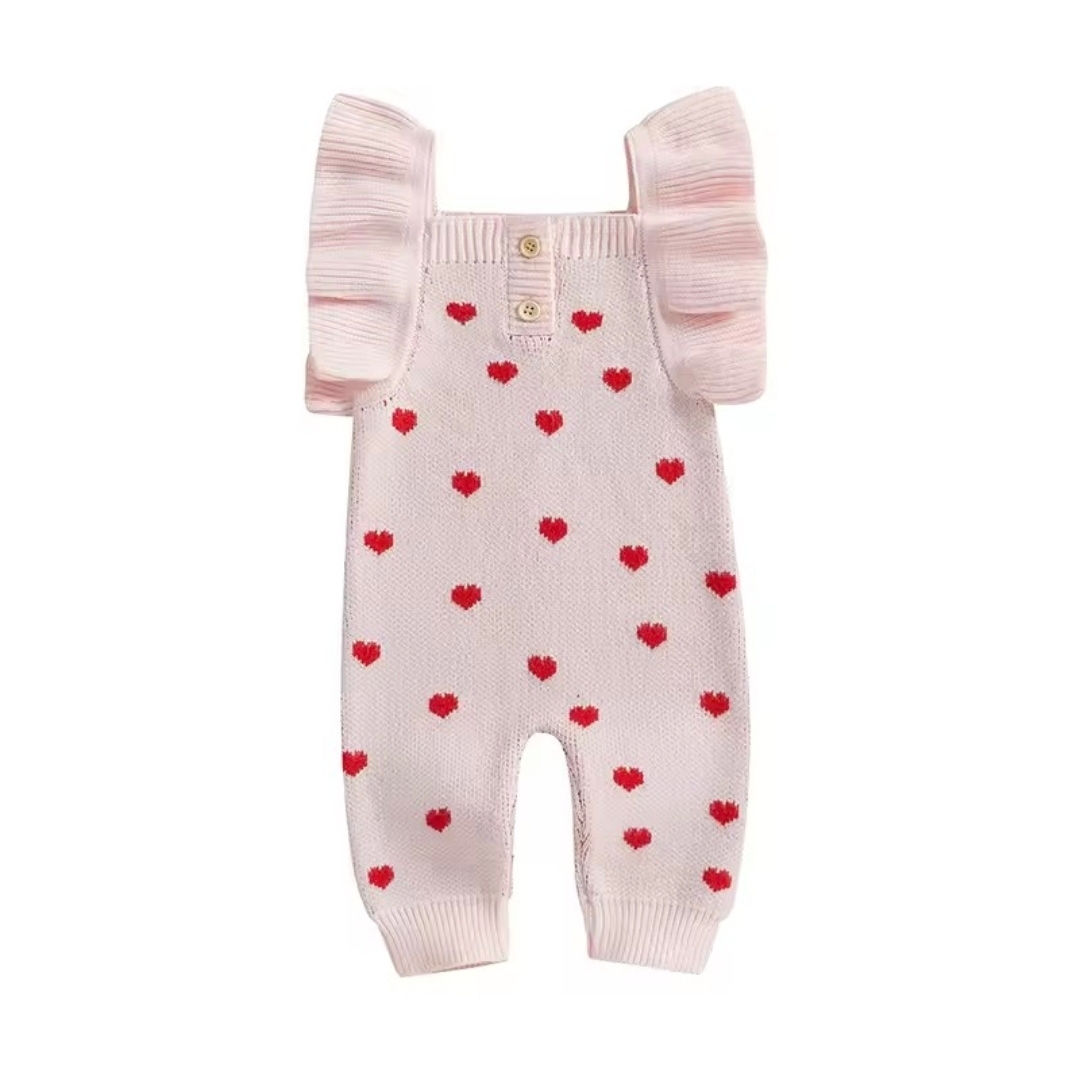 Toottoot Baby Heart Ruffle Knitted Jumpsuit