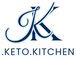 Keto dot kitchen logo. 2 letter K's intertwined, one standard in the background and one overlayed in the foreground.