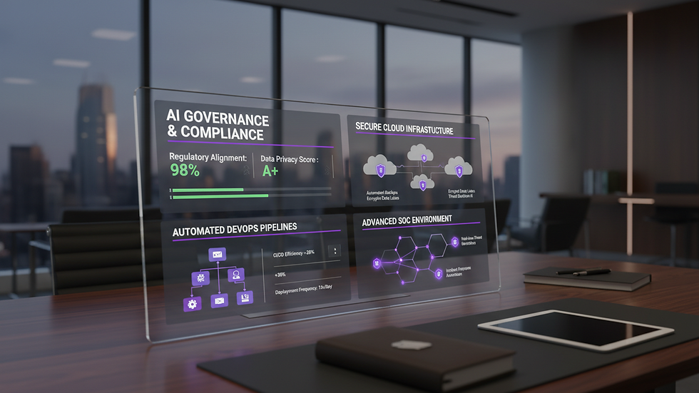 Close-up view of a dashboard displaying AI governance compliance metrics