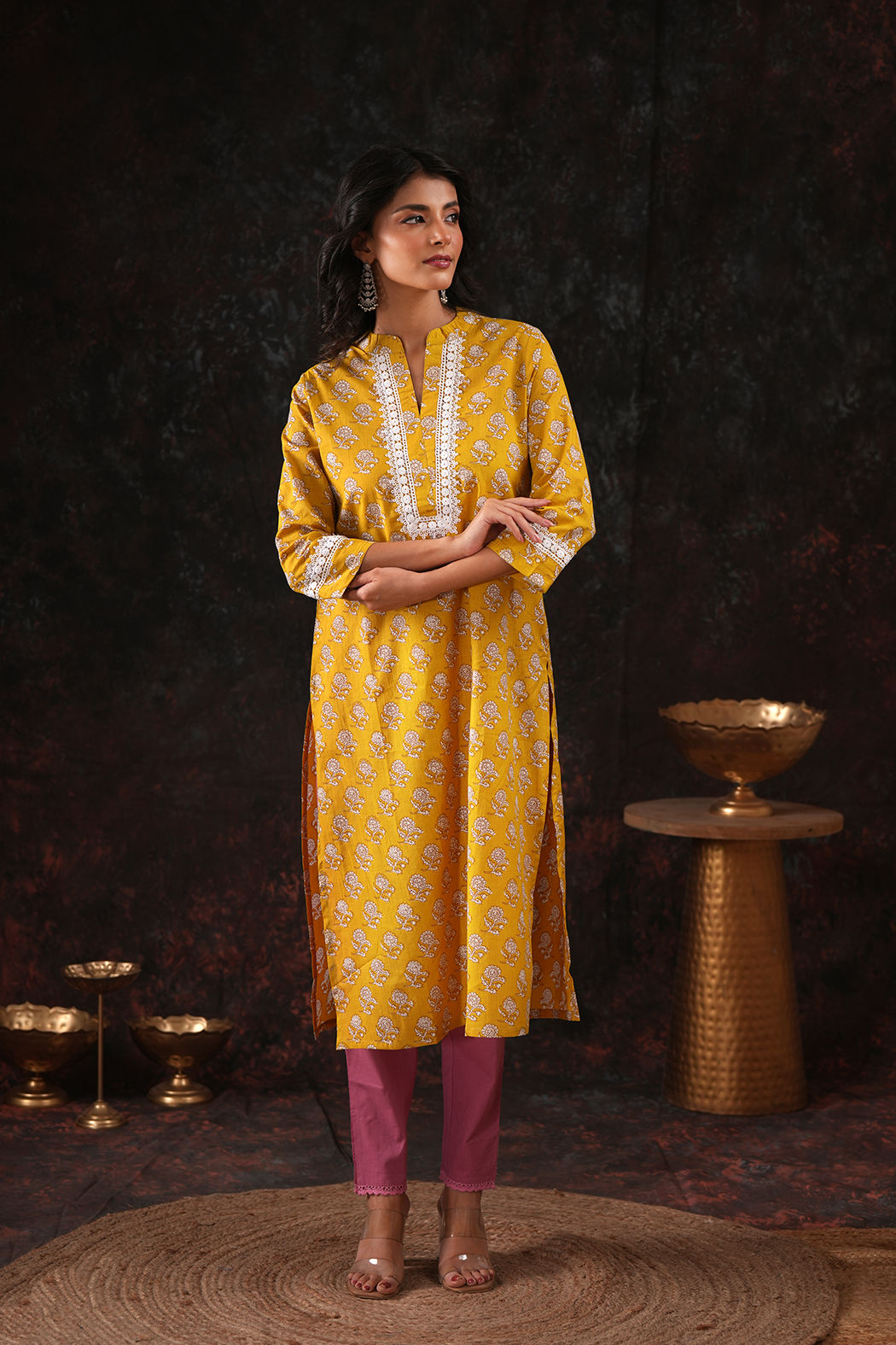 Mustard Rasa Cotton Kurta