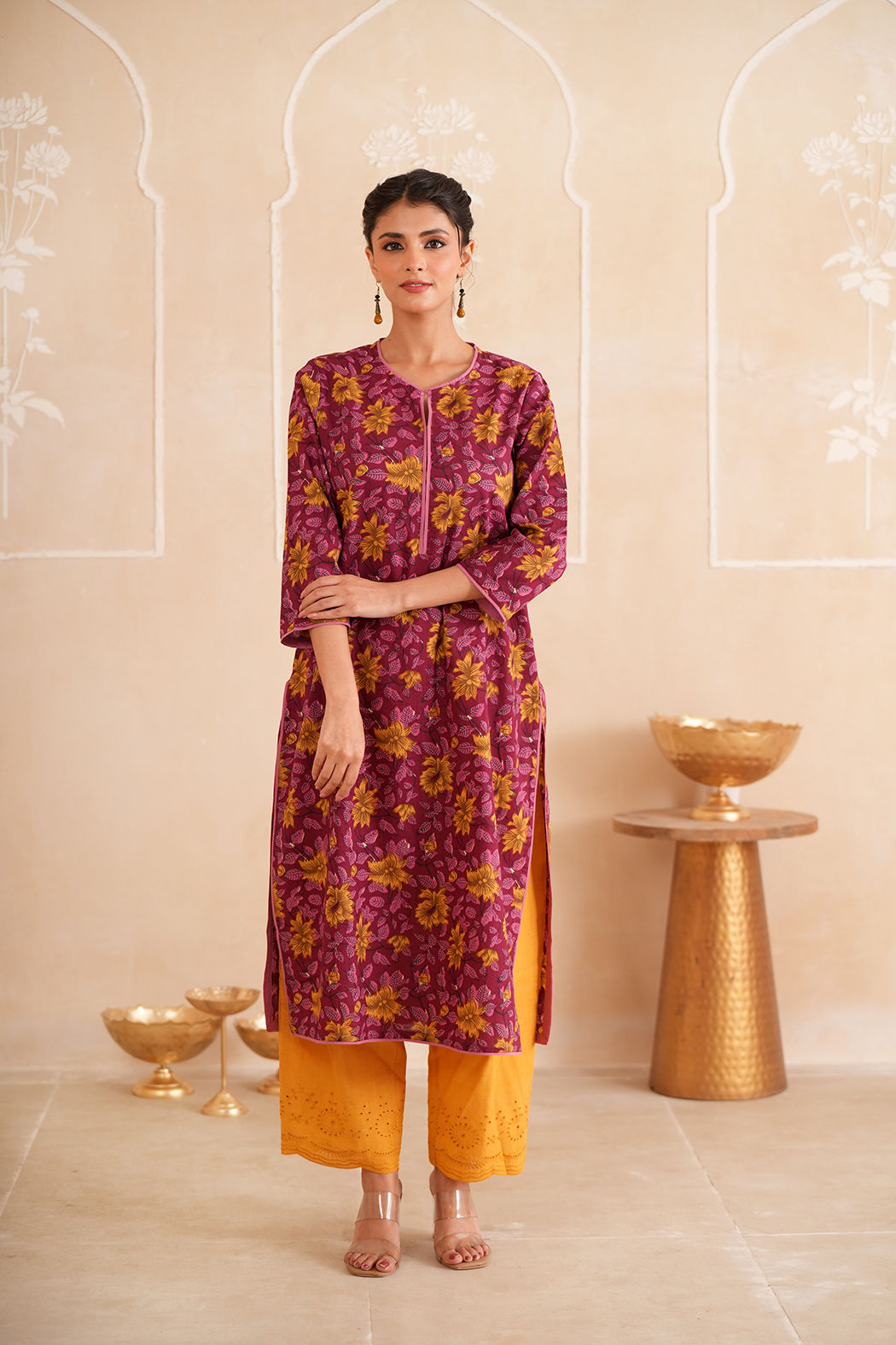 Magenta Garden Cotton Kurta
