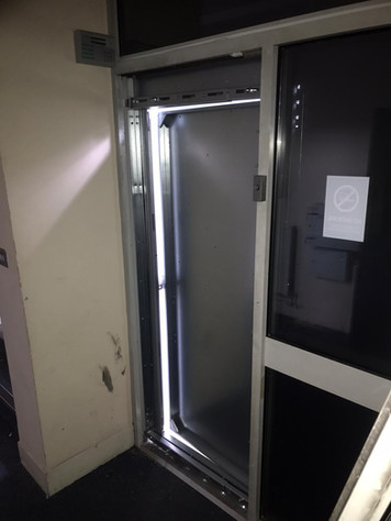 Metal door installed