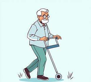 Senior with walker icon in my website colors blue and green.jpg