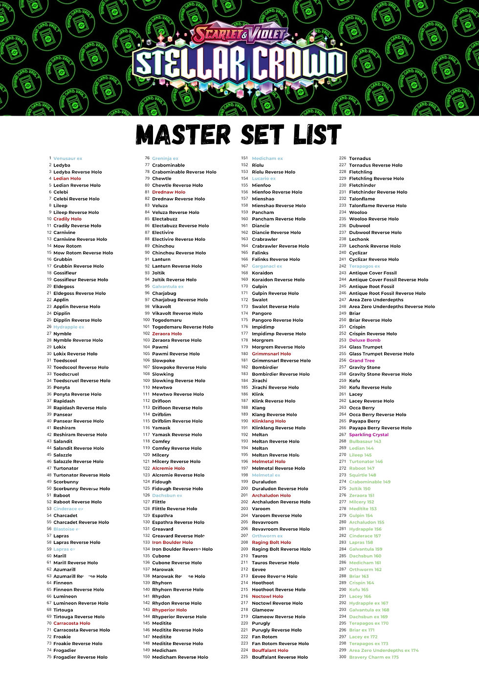Scarlet and Violet Stellar Crown Master List
