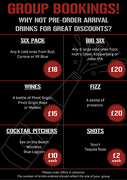 A list of our drinks packages