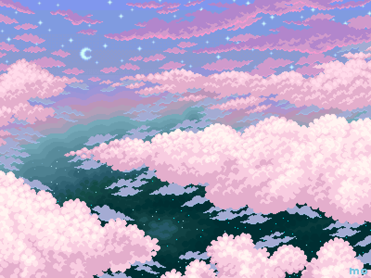 Evening moon and stars