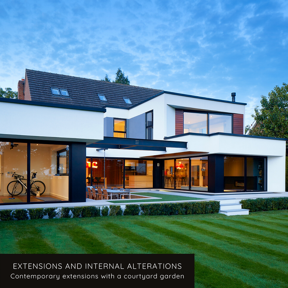 Window Rear Extension A contemporary rear extensions with black aluminium doors and windows.