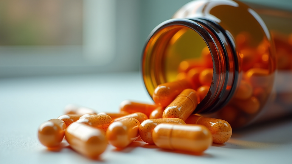Close-up view of antioxidant-rich multivitamin capsules in a bottle