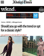 ARTICLE IN KHALEEJ TIMES NEWSPAPER - WKND MAGAZINE 14/07/2017