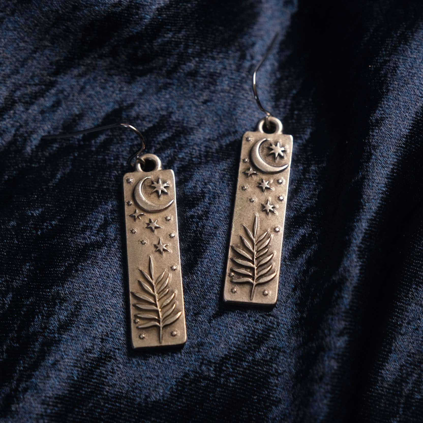 Muna Moth celestial plant drop earrings