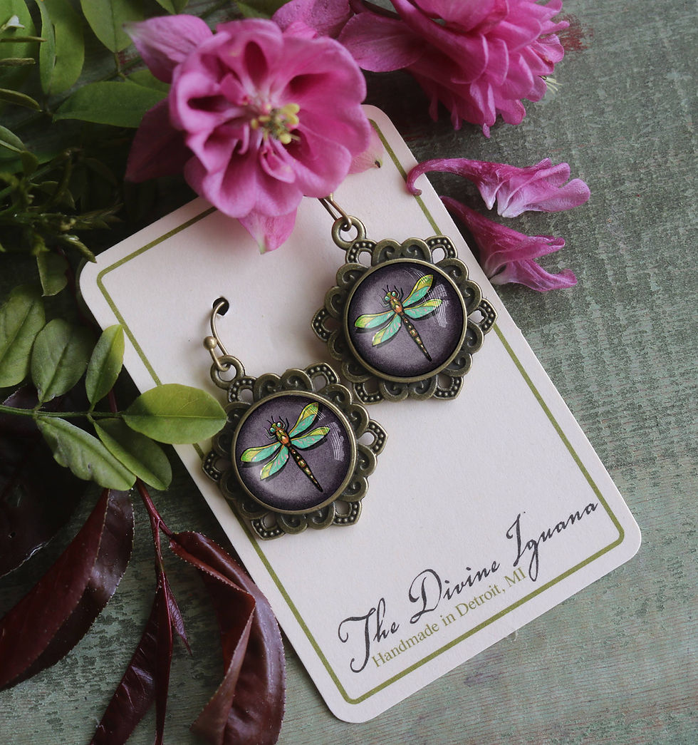 Purple Dragonfly Earrings from Divine Iguana
