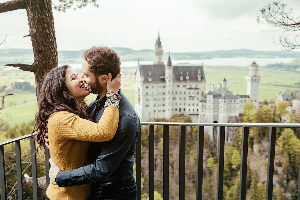 il Castello di Neuschwanstein, Engagement in Baviera di Ambra e Riccardo. Foto Walter Lo Cascio