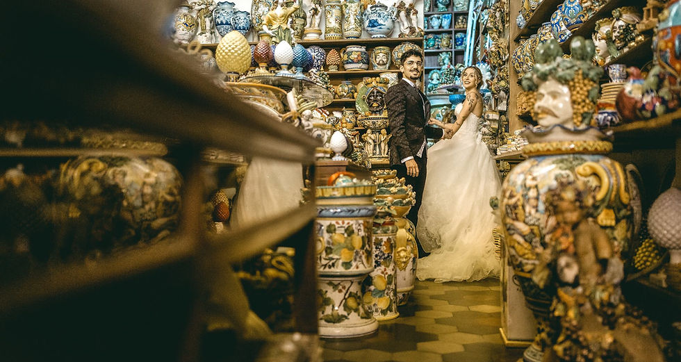 Matrimonio in Sicilia – Taormina, Negozio di ceramiche tipiche Siciliane.