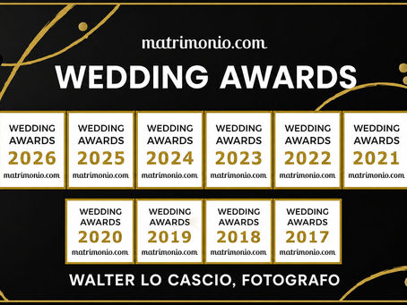 Walter Lo Cascio fotografo premiato con dieci Wedding Awards consecutivi di Matrimonio.com dal 2017 al 2026.