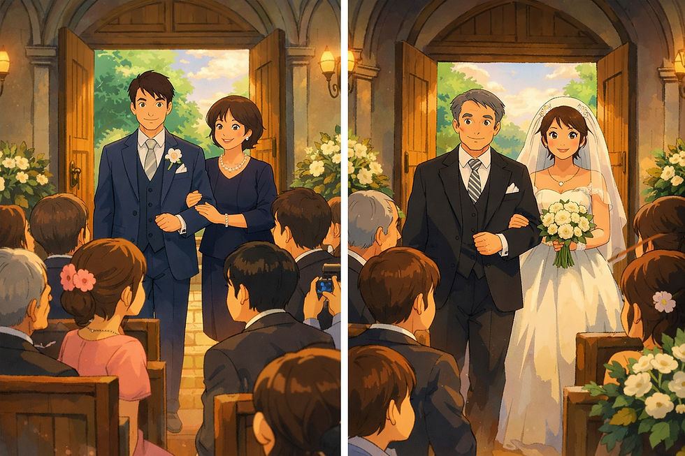 Esempio di come si entra in chiesa durante un matrimonio.