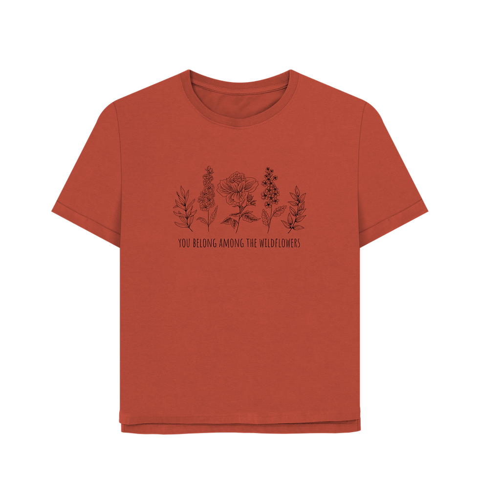 Thumbnail: Wildflowers Black - 100% Certified Organic Cotton Women's Relaxed T-Shirt