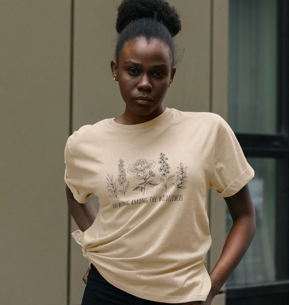 Thumbnail: Wildflowers Black - 100% Certified Organic Cotton Women's Relaxed T-Shirt