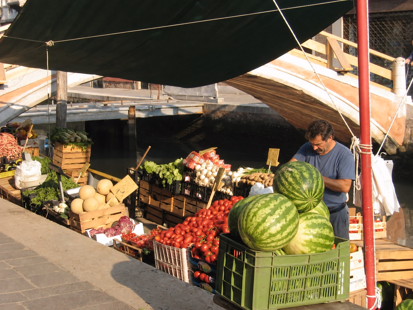 Rialto Market seafood and produce stalls