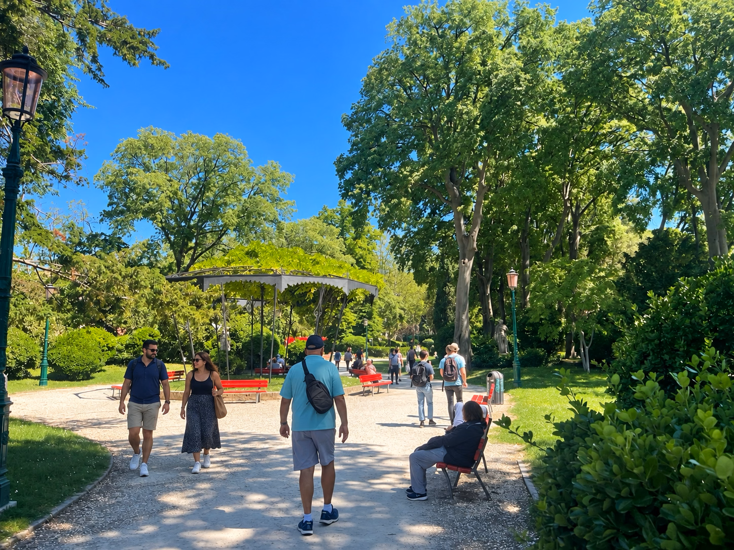 Tree-lined paths in Venice’s Giardini della Biennale