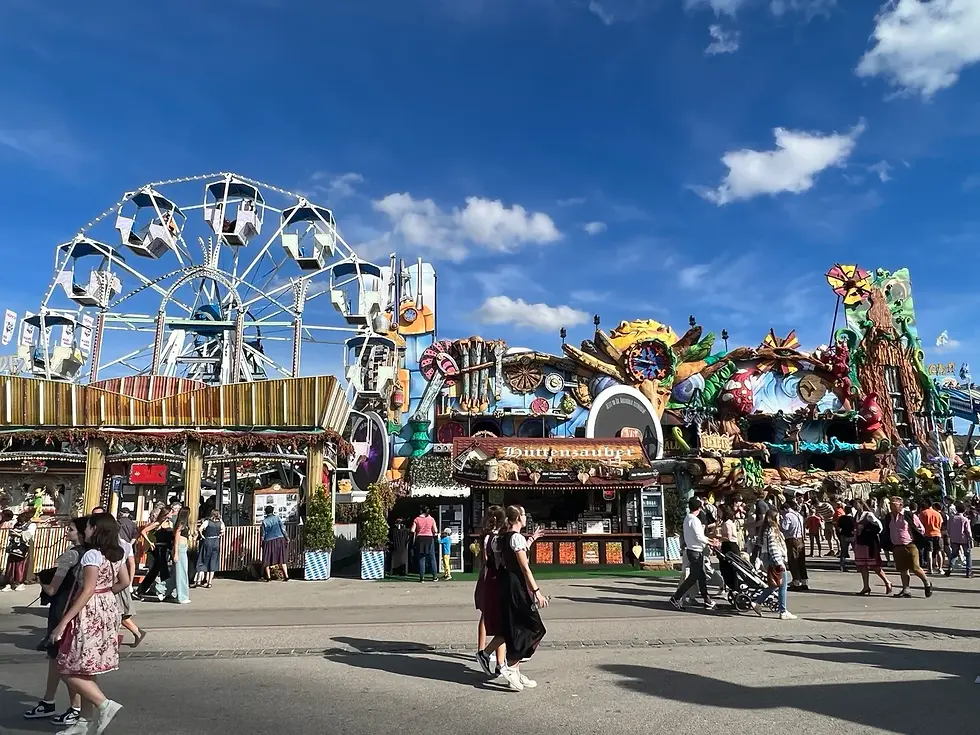 Historic and modern-day carnival rides at Munich Oktoberfest
