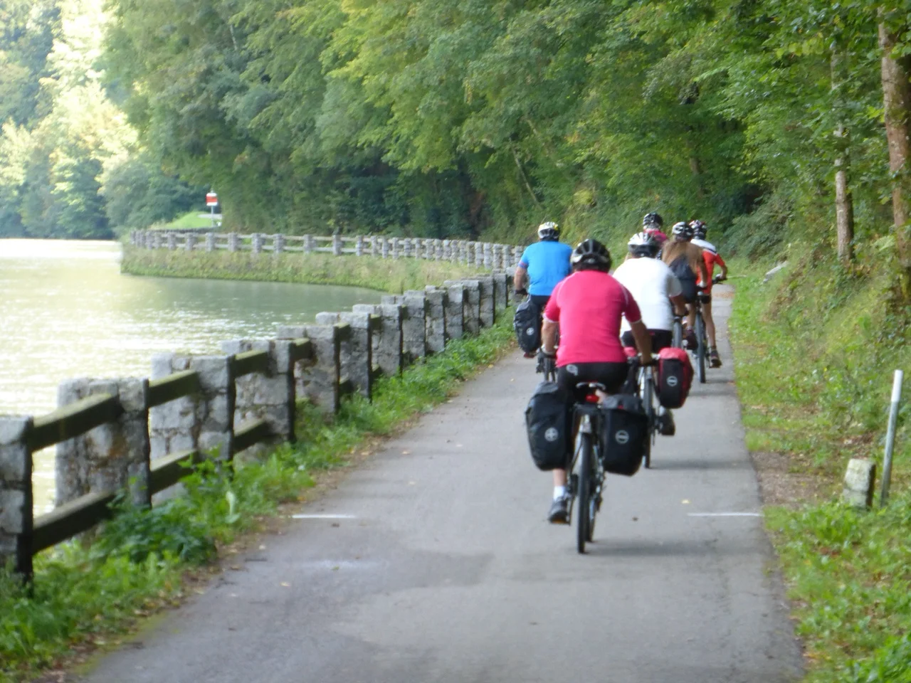 Danube cycling route photographed during a river journey