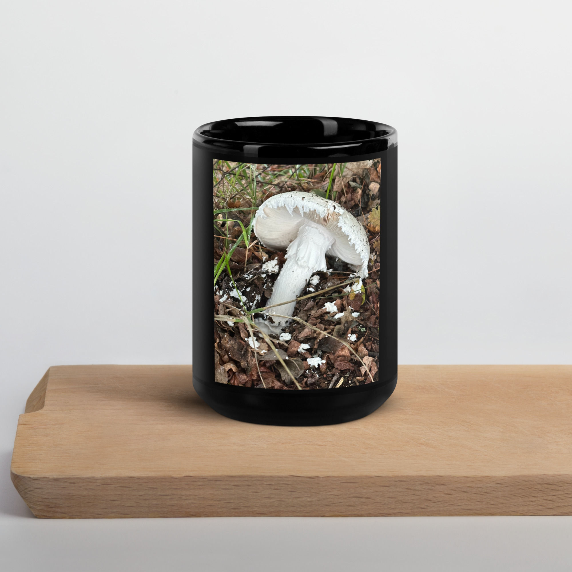 15 oz. Black Glossy Mug Mushroom