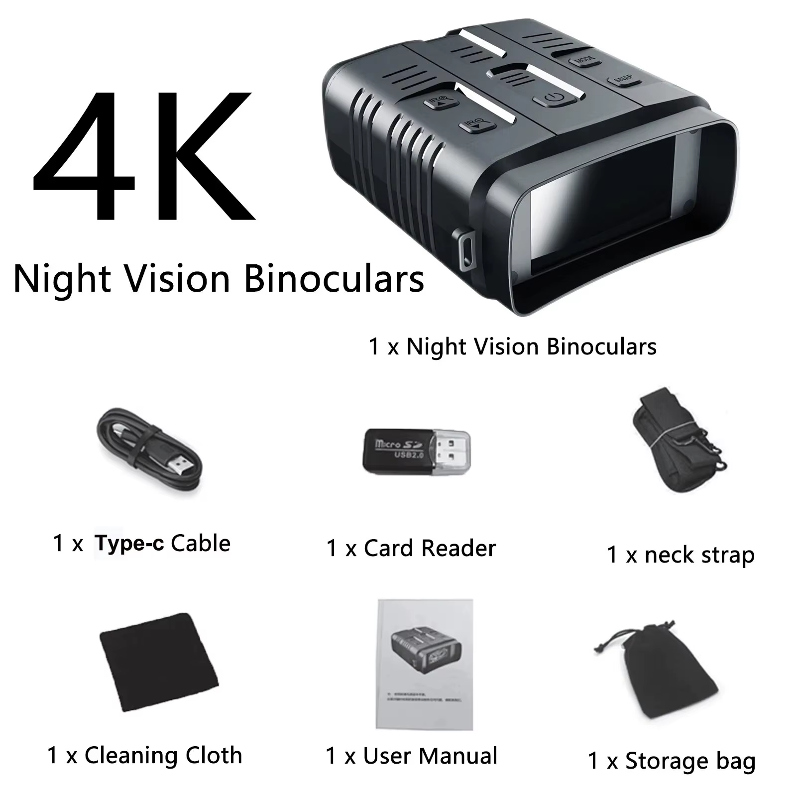 4K Night Vision Binocular Device 10X Digital Zoom Full Dark 800M Infrared Wifi T