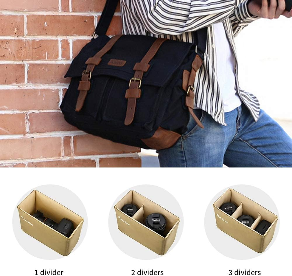 Thumbnail: Leather Canvas Camera Bag Vintage DSLR SLR Messenger Shoulder Bag
