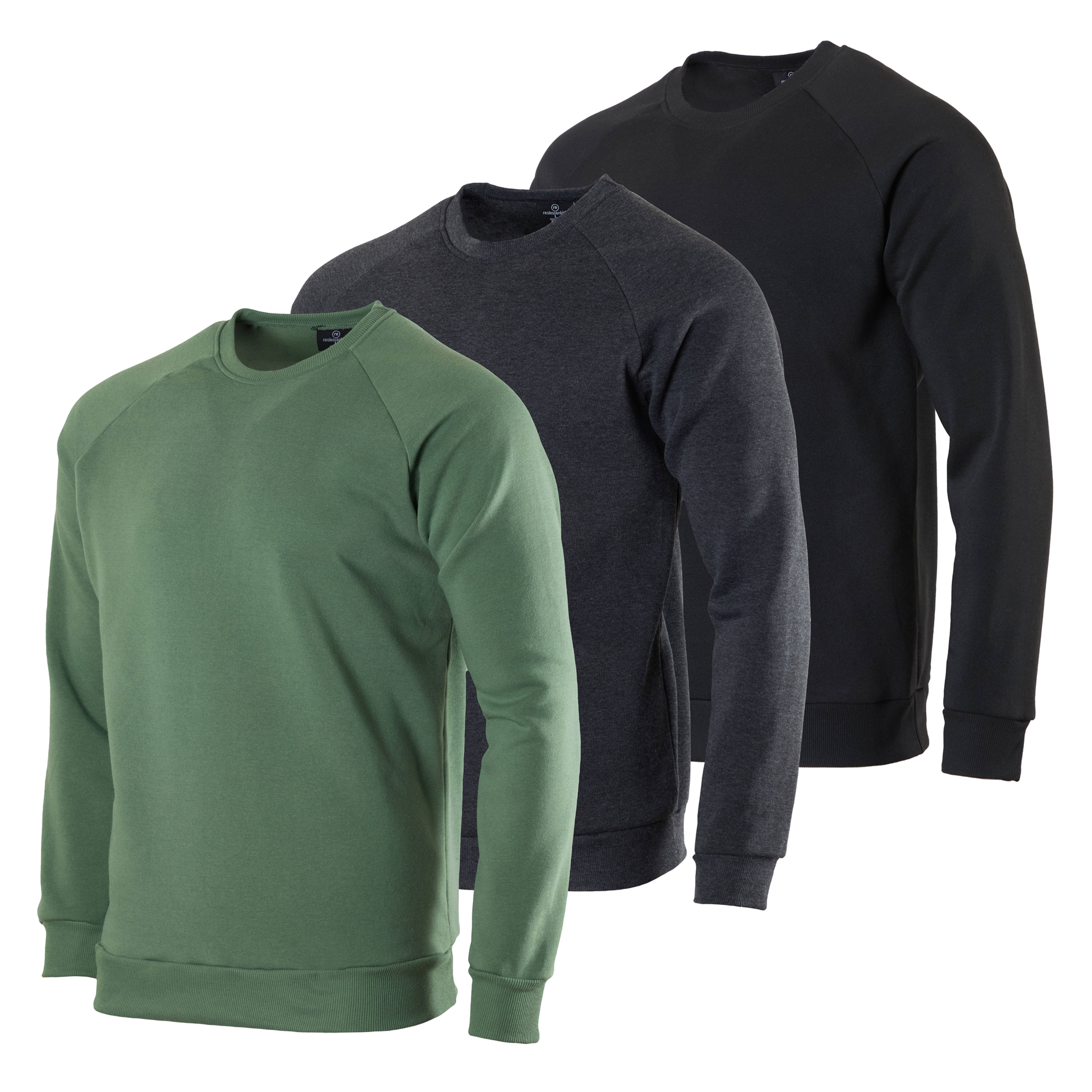 3 Pack: Men'S Soft Plush Fleece Crewneck Sweatshirt - Athletic Pullover Sweater 