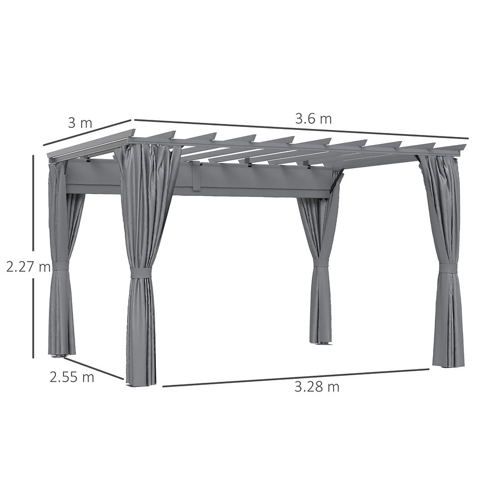 Thumbnail: 3.6 x 3(m) Outdoor Pergola with Retractable Roof and Curtains