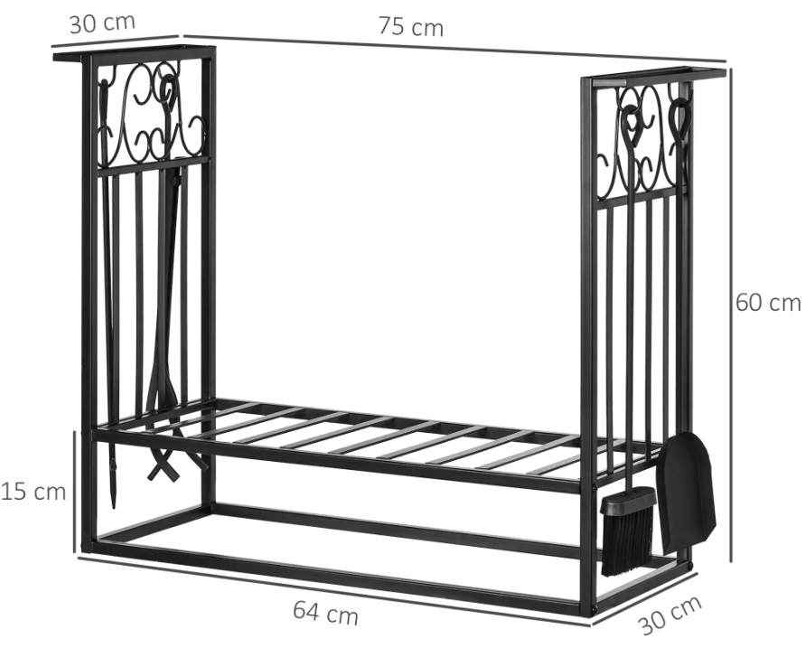 Thumbnail: Steel Firewood Log Holder Indoor Outdoor Firewood Rack Fireplace Wood Storage