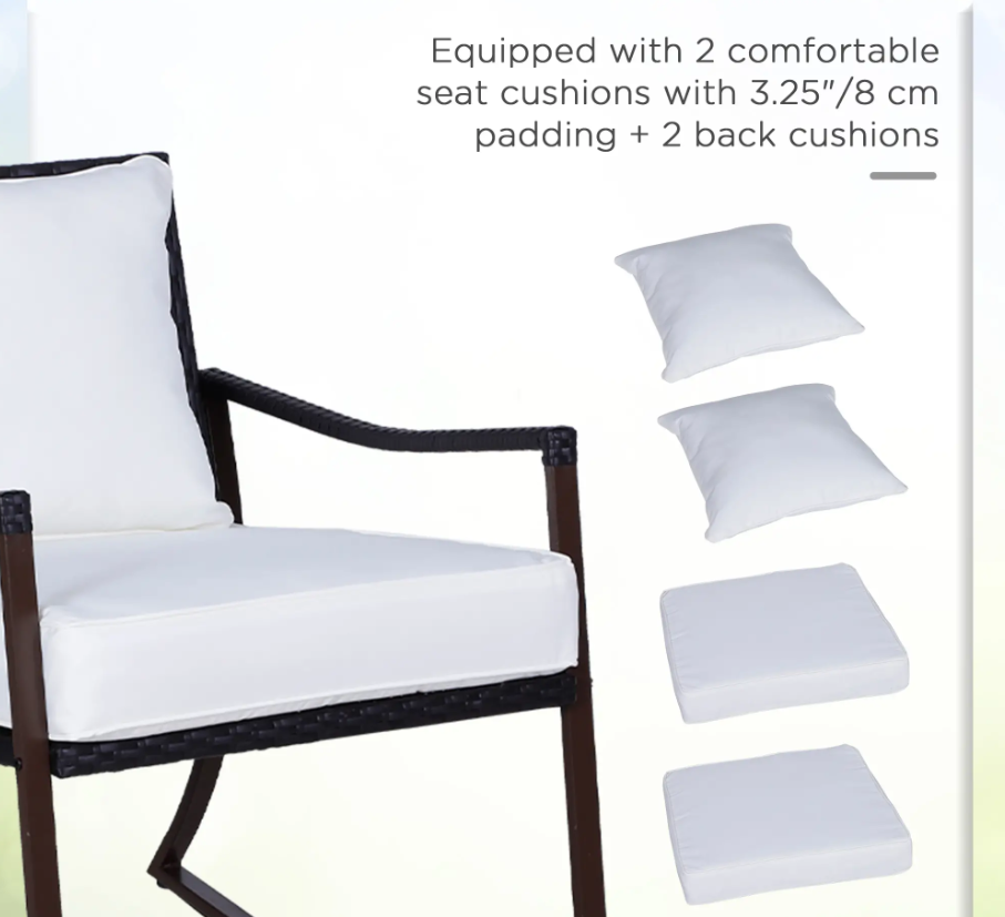 Thumbnail: Rattan Bistro Set, 3 Pieces Wicker Garden Furniture Set with Rocking Chairs