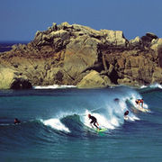 Surfers in Guernsey from the Spitfire