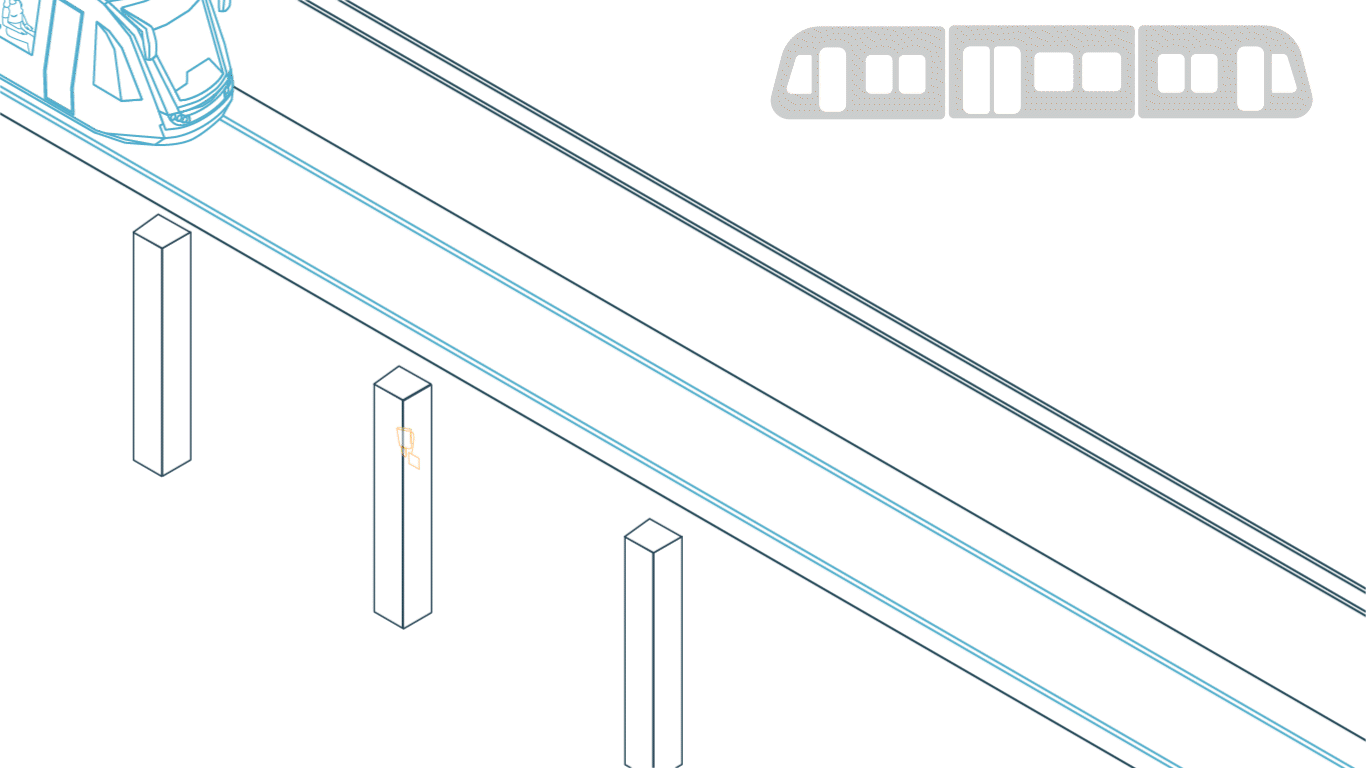 Les capteurs d'Affluences placés sur le quai mesurant l'affluence à bord du train