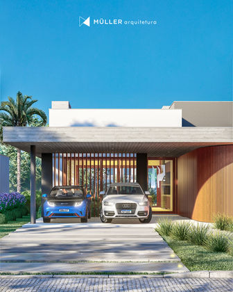 Ao adentrar na casa, você é recebido por um pátio convidativo, adornado com brises de madeira.
Arquitetos em Torres RS | Müller Arquitetura | arquitetura